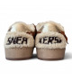 BALL STAR SHEARLING TRIMMED SUEDE SNEAKERS IN TAN WITH SILVER STAR