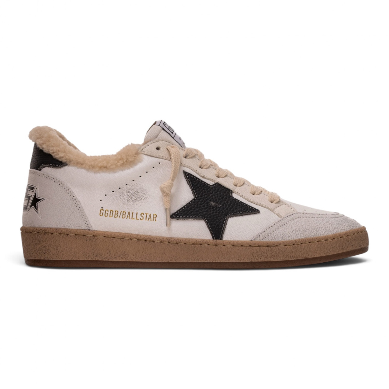 Men’s Ball Star Shearling in white nappa with black star