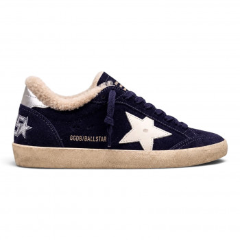 Ball Star Shearling in navy suede with white star and silver heel tab