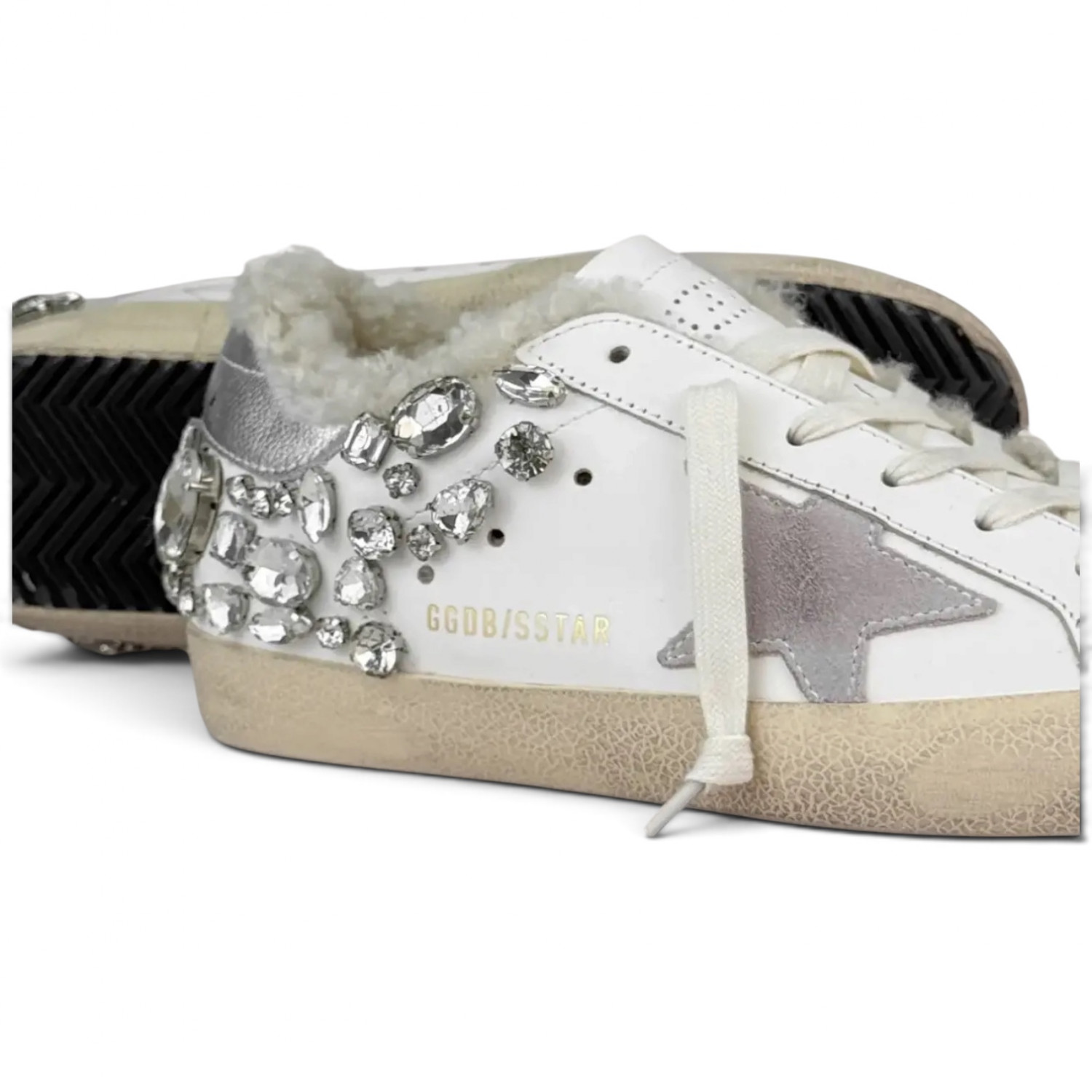 SUPER STAR IN NAPPA WITH SHEARLING LINING AND DECORATIVE CRYSTALS