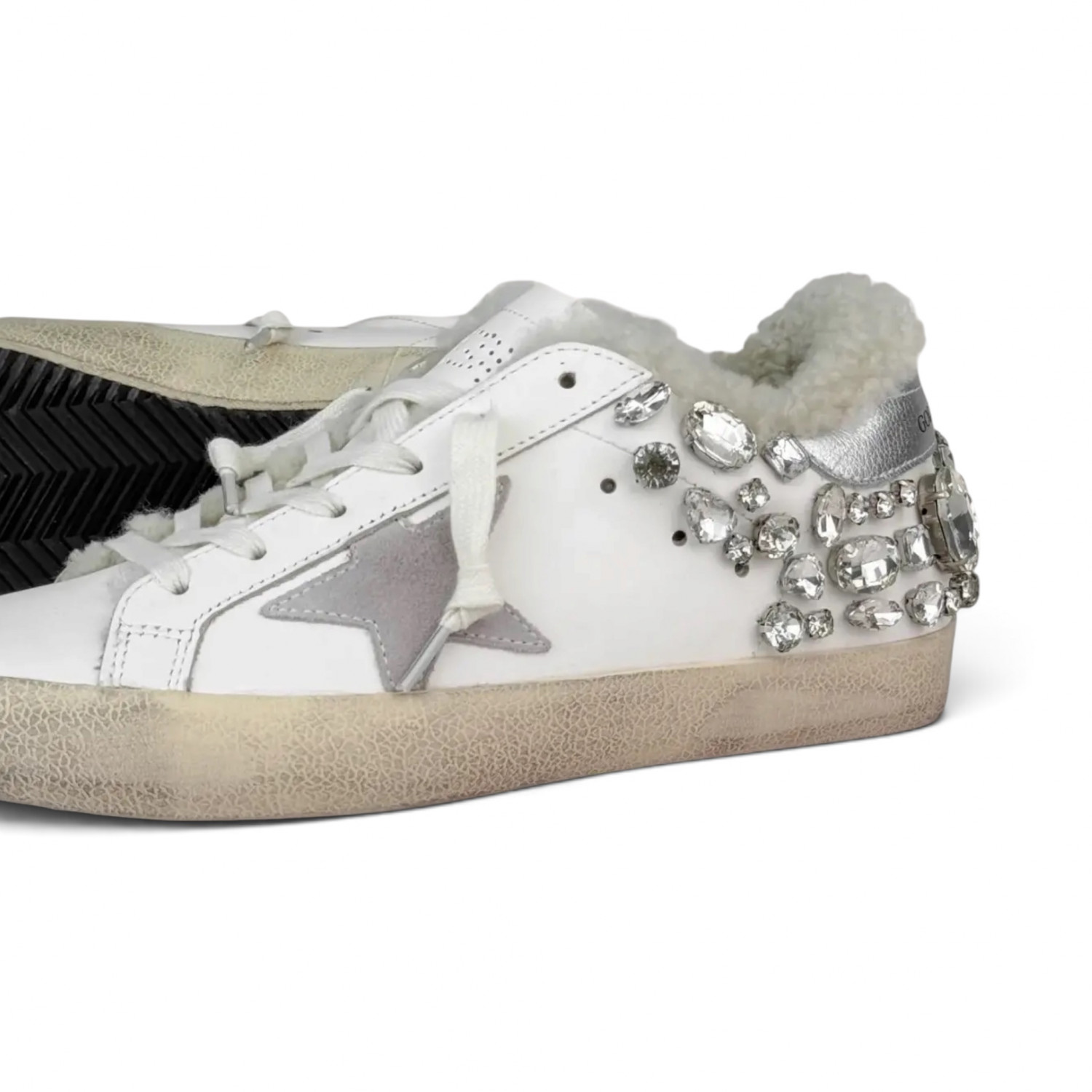 SUPER STAR IN NAPPA WITH SHEARLING LINING AND DECORATIVE CRYSTALS