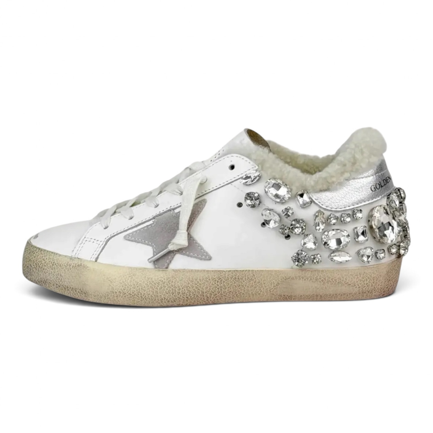 SUPER STAR IN NAPPA WITH SHEARLING LINING AND DECORATIVE CRYSTALS