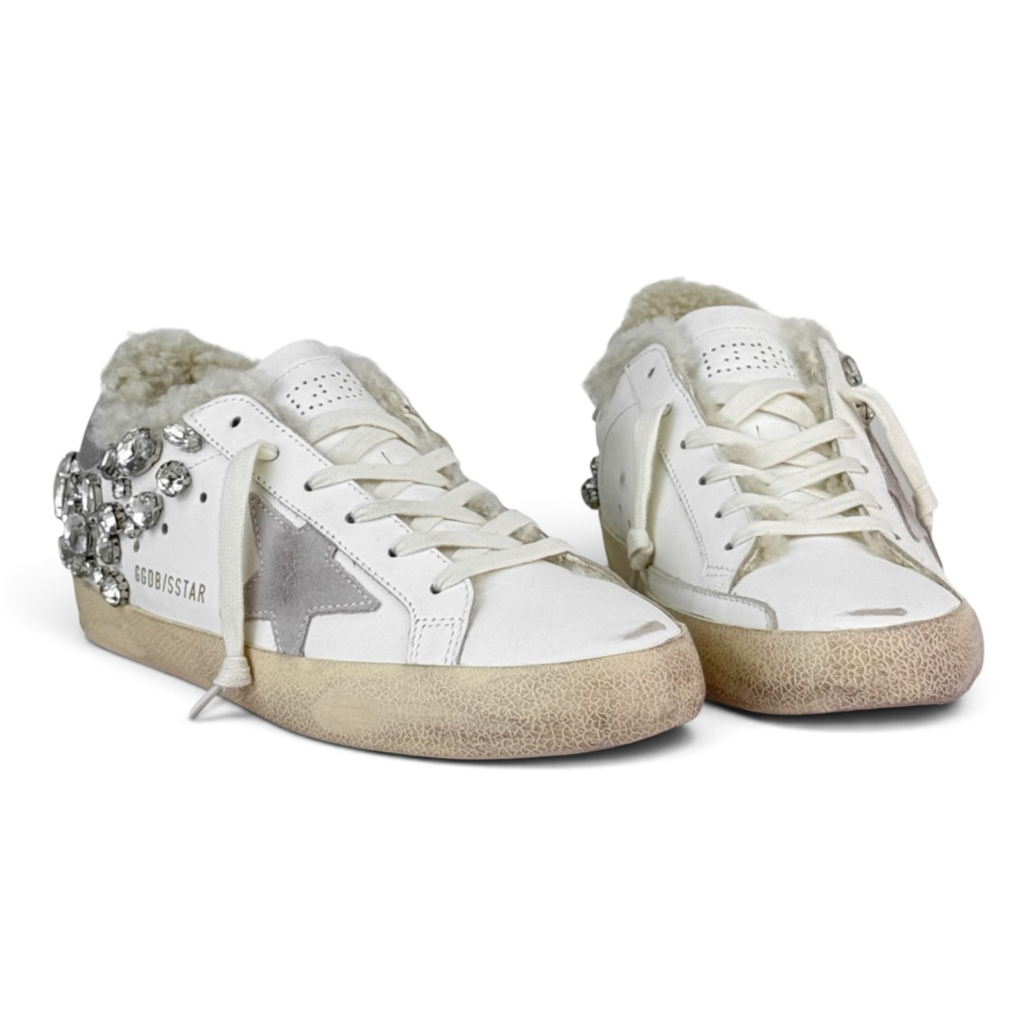 SUPER STAR IN NAPPA WITH SHEARLING LINING AND DECORATIVE CRYSTALS