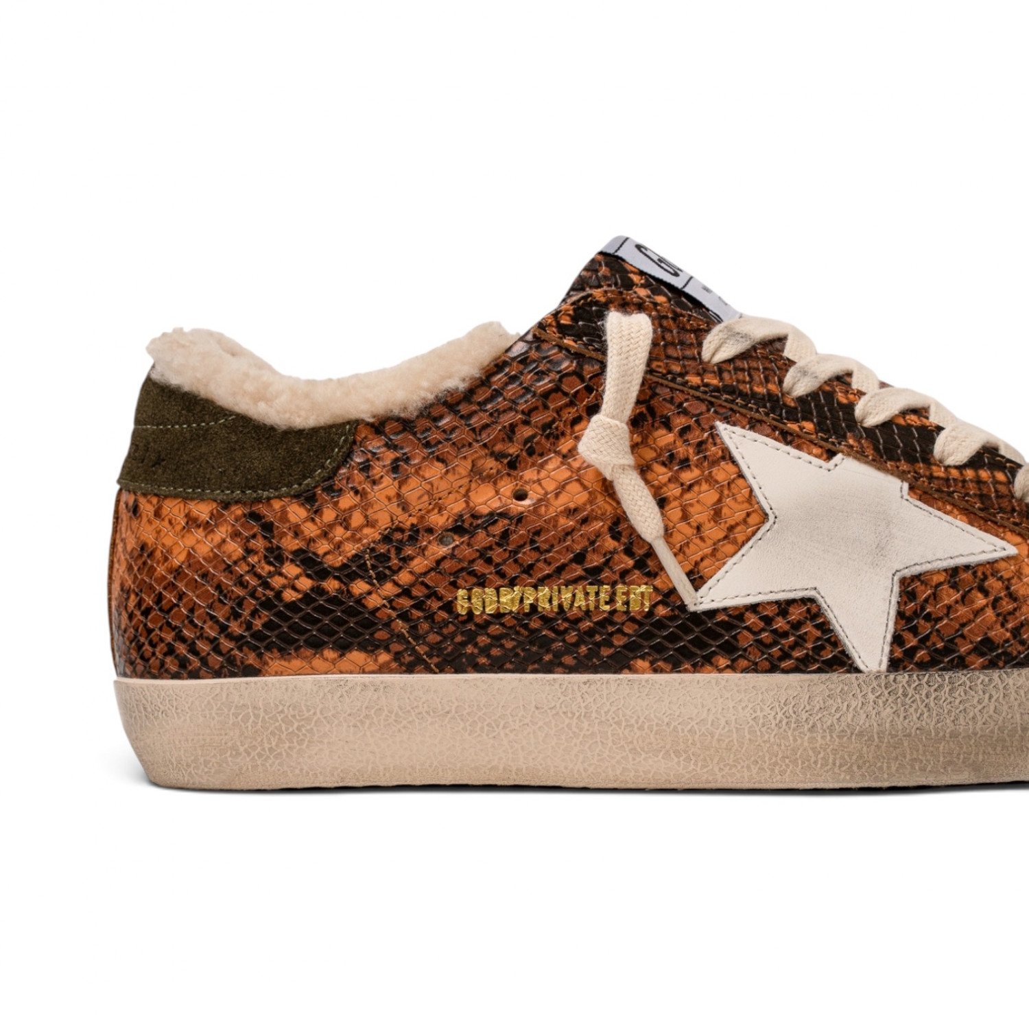 SUPER STAR IN PYTHON-PRINT LEATHER WITH WHITE STAR AND SHEARLING