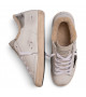 SUPER STAR IN WHITE LEATHER AND SHEARLING WITH BLACK STAR AND SILVER HEEL TAB